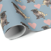 Papier Cadeau Pugs & coeurs (Coin rond)