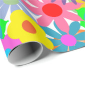 Papier Cadeau Puissance des fleurs des années 1970 (Coin rond)