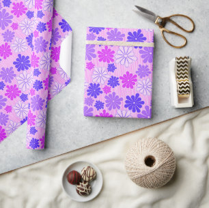 Papier Cadeau Puissance des fleurs violettes rétro