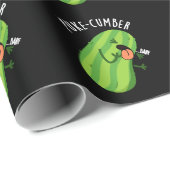 Papier Cadeau Puke-cumber Funny Concomber Pun Dark BG (Coin rond)