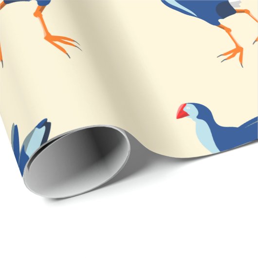 Papier Cadeau Pukeko Marécage Hen oiseaux Motif (Coin rond)