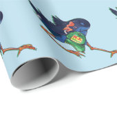 Papier Cadeau Pukeko vole un casquette (Coin rond)