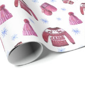 Papier Cadeau Pull de Noël laid et chapeau d'hiver (Coin rond)