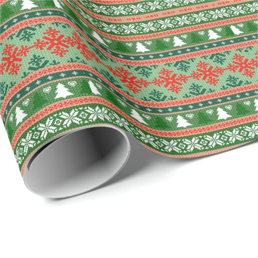 Papier Cadeau pull de Noël tricoté (Coin rond)