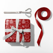 Papier Cadeau Pull douillet d'hiver et cadeaux Rouge