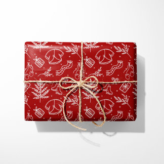 Papier Cadeau Pull douillet d'hiver et cadeaux Rouge