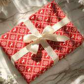 Papier Cadeau PULL-MAILLE DE NOËL Cerf Rouge