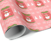 Papier Cadeau Pull moche drôle de renne motif de Noël (Coin rond)
