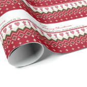 Papier Cadeau Pull moche tricoté Hygge Anges Cœurs Noël (Coin rond)