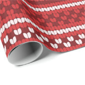 Papier Cadeau Pull Tricoté Rouge Blanc Vacances Saint-Valentin (Coin rond)