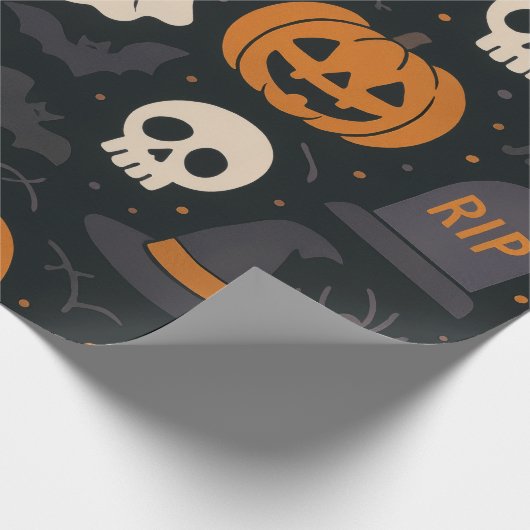 Papier Cadeau Pumpkin, RIP, Ghost Pattern Paper Wrapping Paper (Coin)