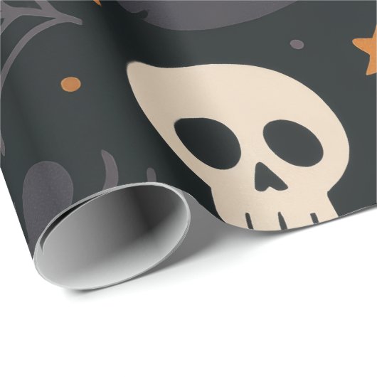 Papier Cadeau Pumpkin, RIP, Ghost Pattern Paper Wrapping Paper (Coin rond)