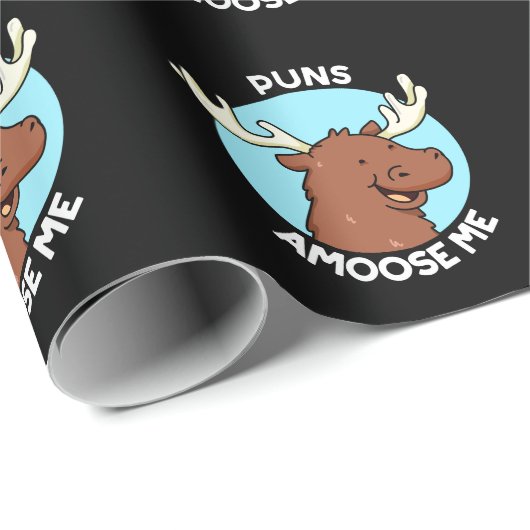 Papier Cadeau Puns Amoose Me Drôle Moose Pun Moose Dark BG (Coin rond)