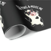 Papier Cadeau Puns de vache Amoos Me Funky Animal Pun Dark BG (Coin rond)