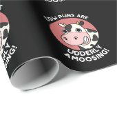 Papier Cadeau Puns de vache Udderly Amooing Funny Animal Pun Dar (Coin rond)