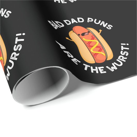 Papier Cadeau Puns Papa Mauvais Sont Wurst Drôle Saucage Pun Som (Coin rond)
