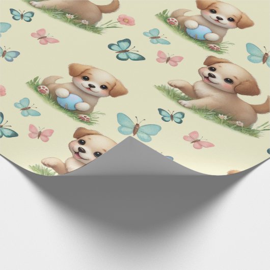 Papier Cadeau Puppies and Butterflies Pattern Baby (Coin)