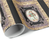 Papier Cadeau Puppy Love Victorian Holiday (Coin rond)