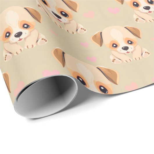 Papier Cadeau Puppy Wrapping Paper (Coin rond)
