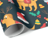 Papier Cadeau Pups de Noël amusants (Coin rond)