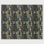Papier Cadeau Pups Pitbull Noir et Blanc Noël (Plat)