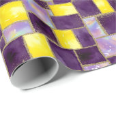 Papier Cadeau Purpel & Jaune | Faux parties scintillant et Opal (Coin rond)