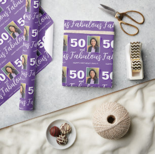 Papier Cadeau Purple 50 et fabuleux 50e anniversaire Photo