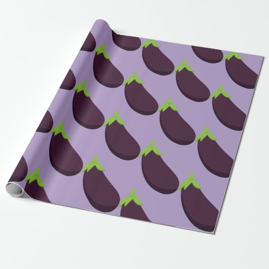 Papier Cadeau Purple Aubergine Eggplant Food Pattern (Déroulé)