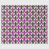 Papier Cadeau Purple Black Baroque Fleur-de-lis Pattern Design  (Plat)