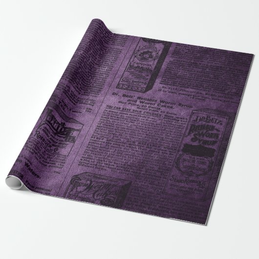 Papier Cadeau Purple & Black Grunge Distressed Journal Vintage (Déroulé)