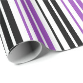 Papier Cadeau Purple Black White Stripes Pattern Design  (Coin rond)