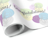 Papier Cadeau Purple Blue Circular motif Félicitations (Coin rond)