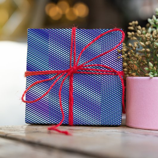 Papier Cadeau Purple & Blue Moiré Stripes Cool Abstrait moderne