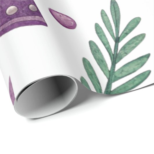 Papier Cadeau Purple Christmas Bells Wrapping Paper (Coin rond)