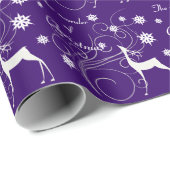 Papier Cadeau Purple Christmas Reindeer Wonder (Coin rond)