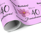 Papier Cadeau Purple Cosmos Flower 40 et Fabuleux anniversaire (Coin rond)