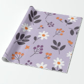 Papier Cadeau Purple Daisy Floral Pattern - Seamless Botanical  (Déroulé)