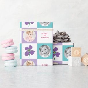 Papier Cadeau Purple Daisy Pop Flower Chic Cadeau Photo Annivers