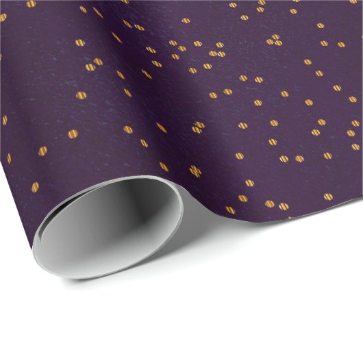 Papier Cadeau Purple de prune mouchetée avec points de confetti (Coin rond)