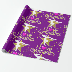 PAPIER CADEAU PURPLE ET OR J'ADORE LE DESIGN GYMNASTIQUE