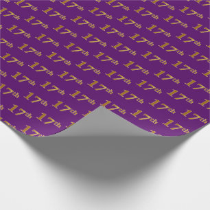 Papier Cadeau Purple, Faux Gold 17e (dix-septième) événement