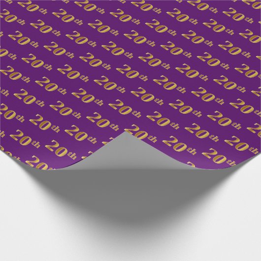 Papier Cadeau Purple, Faux Gold 20th (Vingtième) Event (Coin)