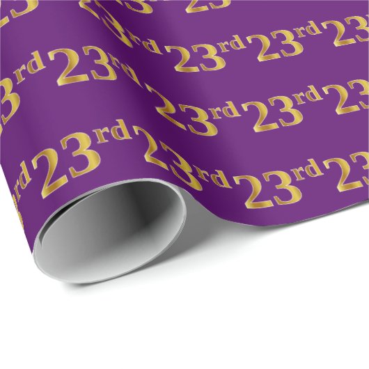 Papier Cadeau Purple, Faux Gold 23e (Vingt-troisième) (Coin rond)