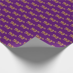 Papier Cadeau Purple, Faux Gold 90th (Ninetieth)