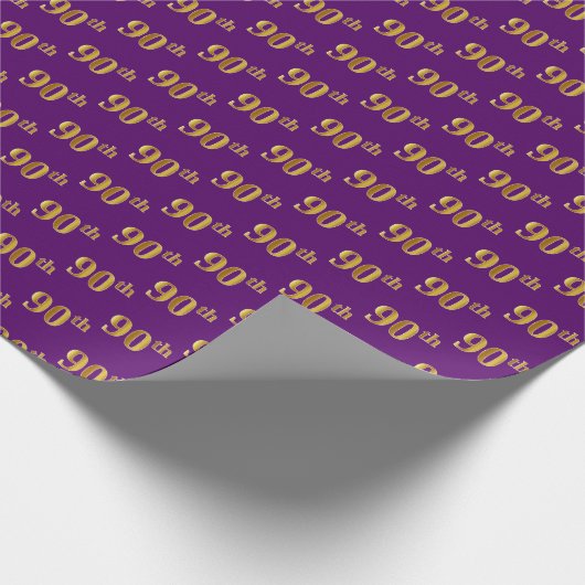 Papier Cadeau Purple, Faux Gold 90th (Ninetieth) (Coin)