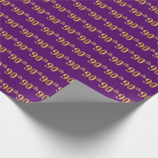 Papier Cadeau Purple, Faux Gold 90th (Ninetieth) (Coin)