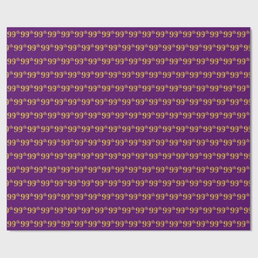 Papier Cadeau Purple, Faux Gold 99e (Quatre-vingt-dix-neuvième) (Plat)