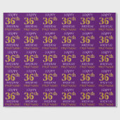 Papier Cadeau Purple, Faux Gold "HAPPY 36th BIRTHDAY" (Plat)