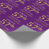 Papier Cadeau Purple, Faux Gold "HAPPY 57th BIRTHDAY" (Coin)