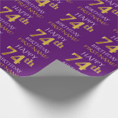 Papier Cadeau Purple, Faux Gold "HAPPY 74th BIRTHDAY" (Coin)